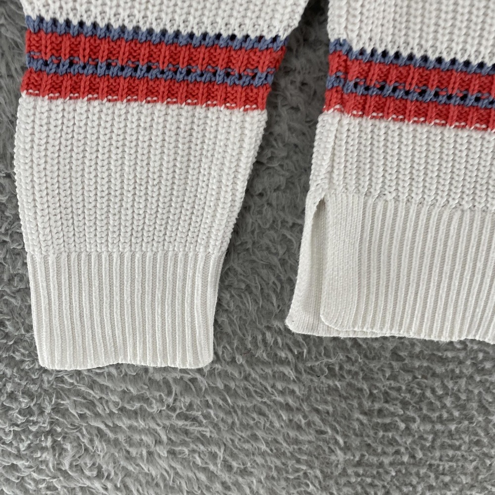 Barbour Promenade Knit Sweater Womens 6 White Striped 100% Cotton Crewneck - Picture 4 of 16